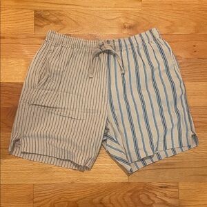 Forever 21 Beige and Blue Striped Flat Front Shorts